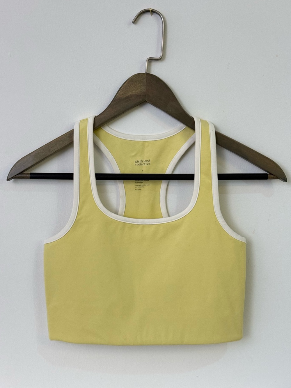 Girlfriend Collective Paloma Crop Bra Butter Yellow White Trim S